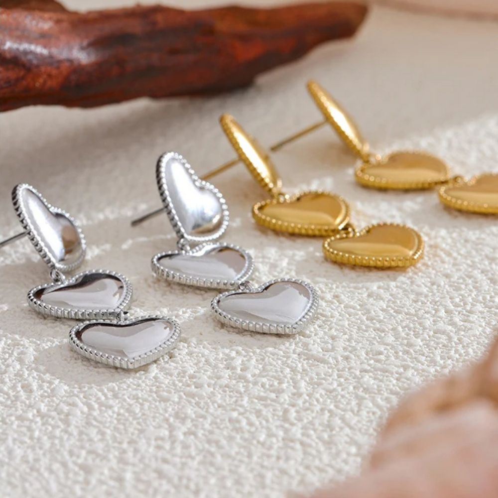 Boucles d'Oreilles Trio Cœur pas cher