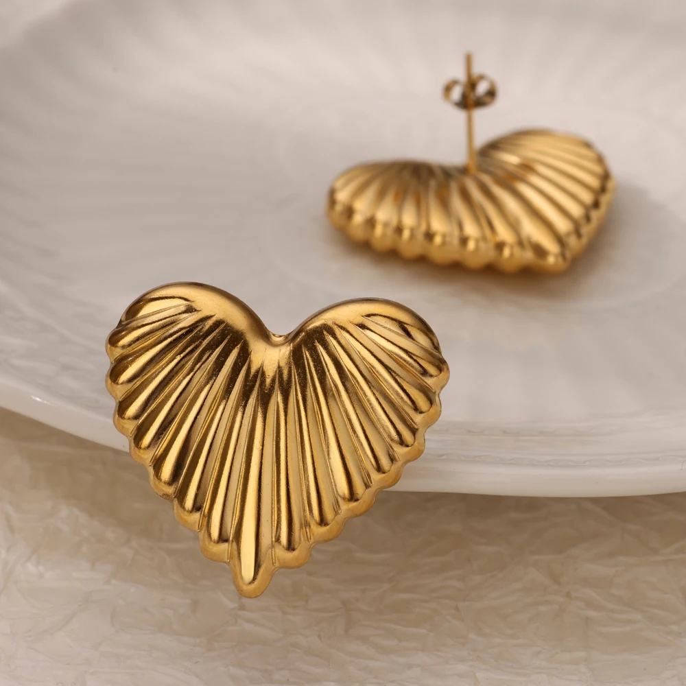 Boucles d'Oreilles Cœur Rayé pas cher