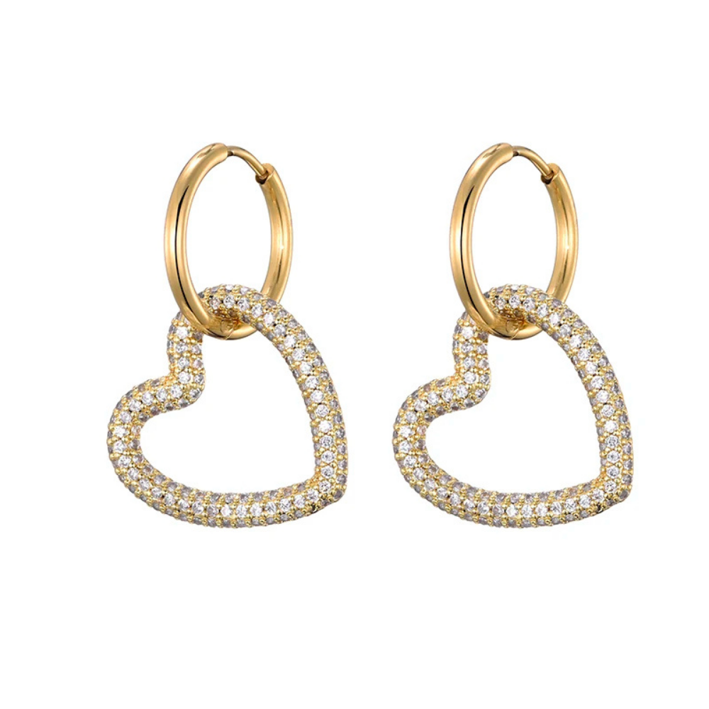 Boucles d'Oreilles Cœur Zircon Suspendu pas cher