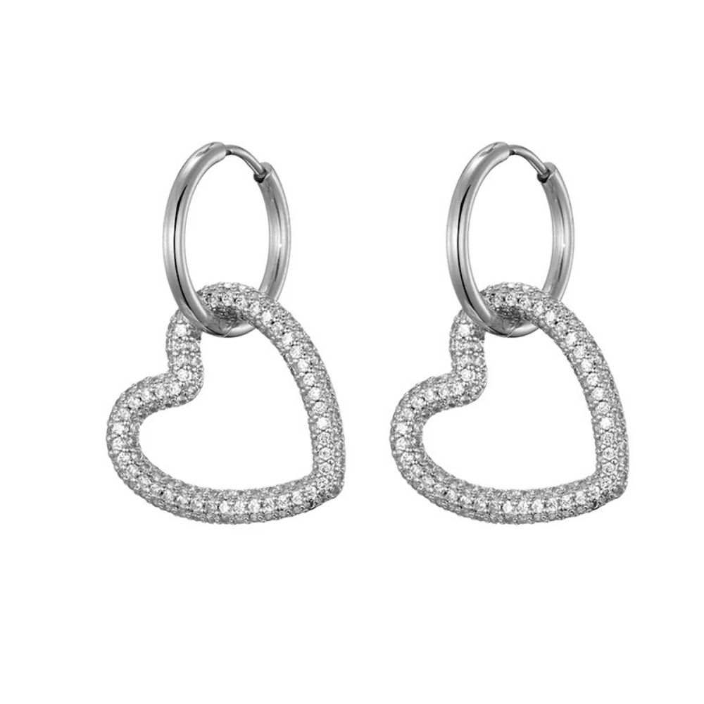 Boucles d'Oreilles Cœur Zircon Suspendu pas cher