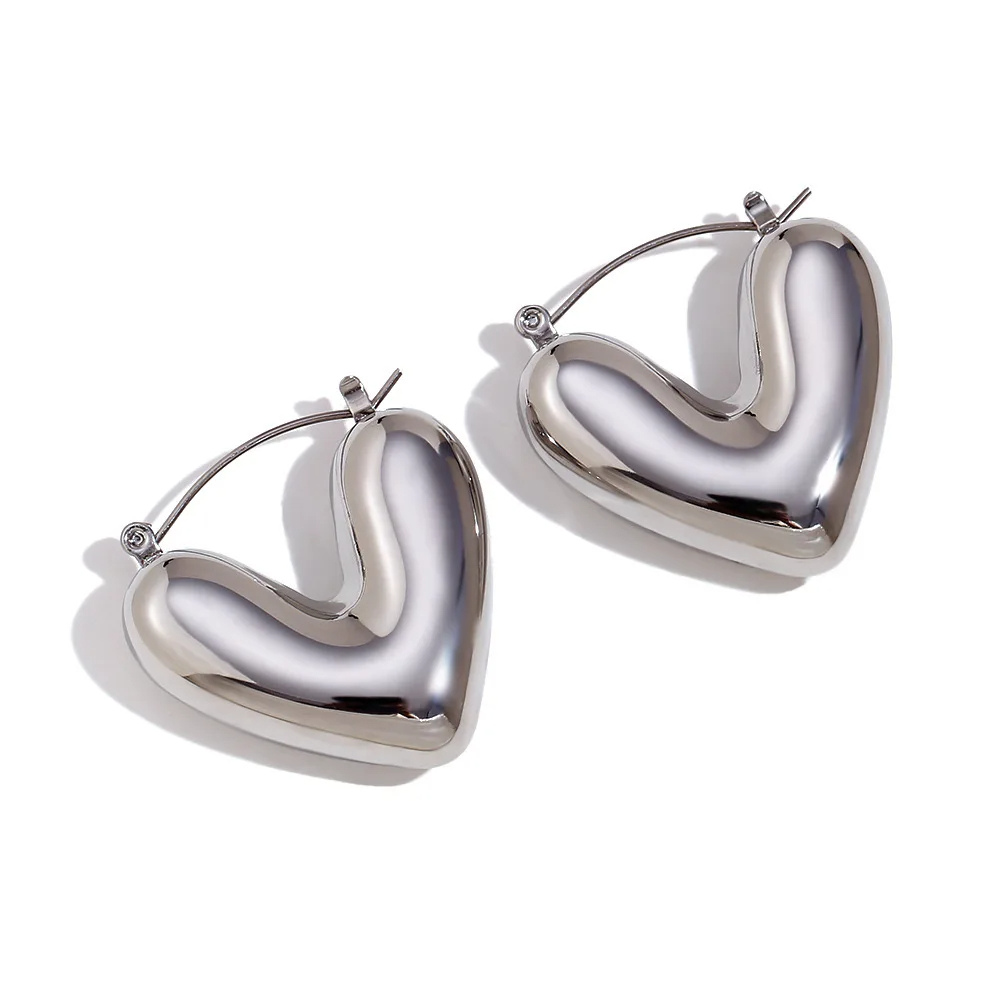 Boucles d'Oreilles Cœur Acier Inoxydable pas cher