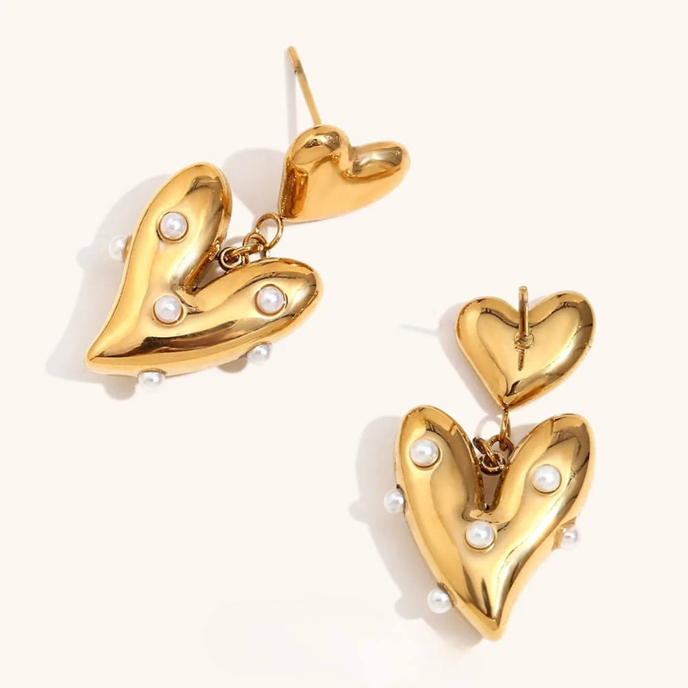 Boucles d'Oreilles Cœur Perles pas cher