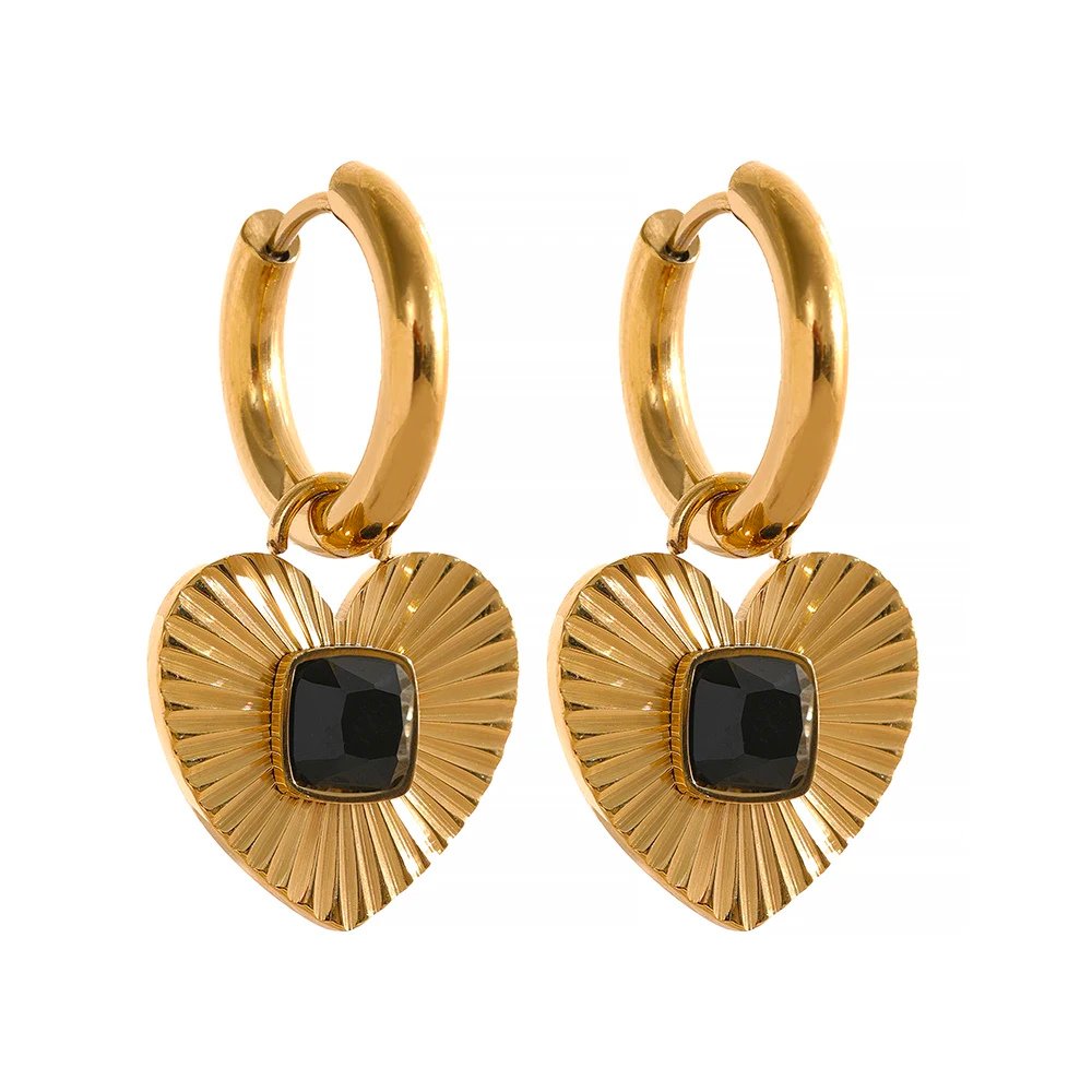 Boucles d'Oreilles Créoles Cœur Zircon pas cher