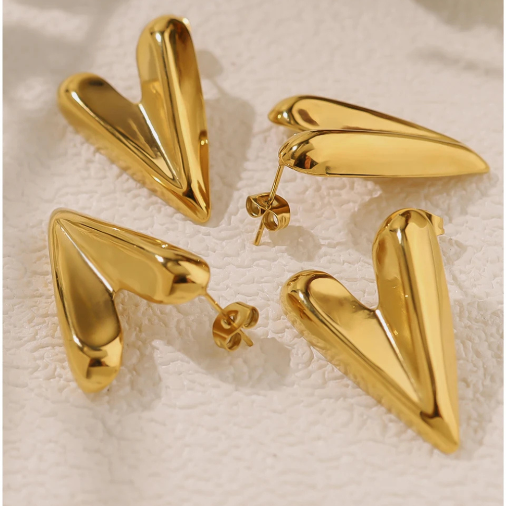 Boucles d'Oreilles Cœur Allongé pas cher