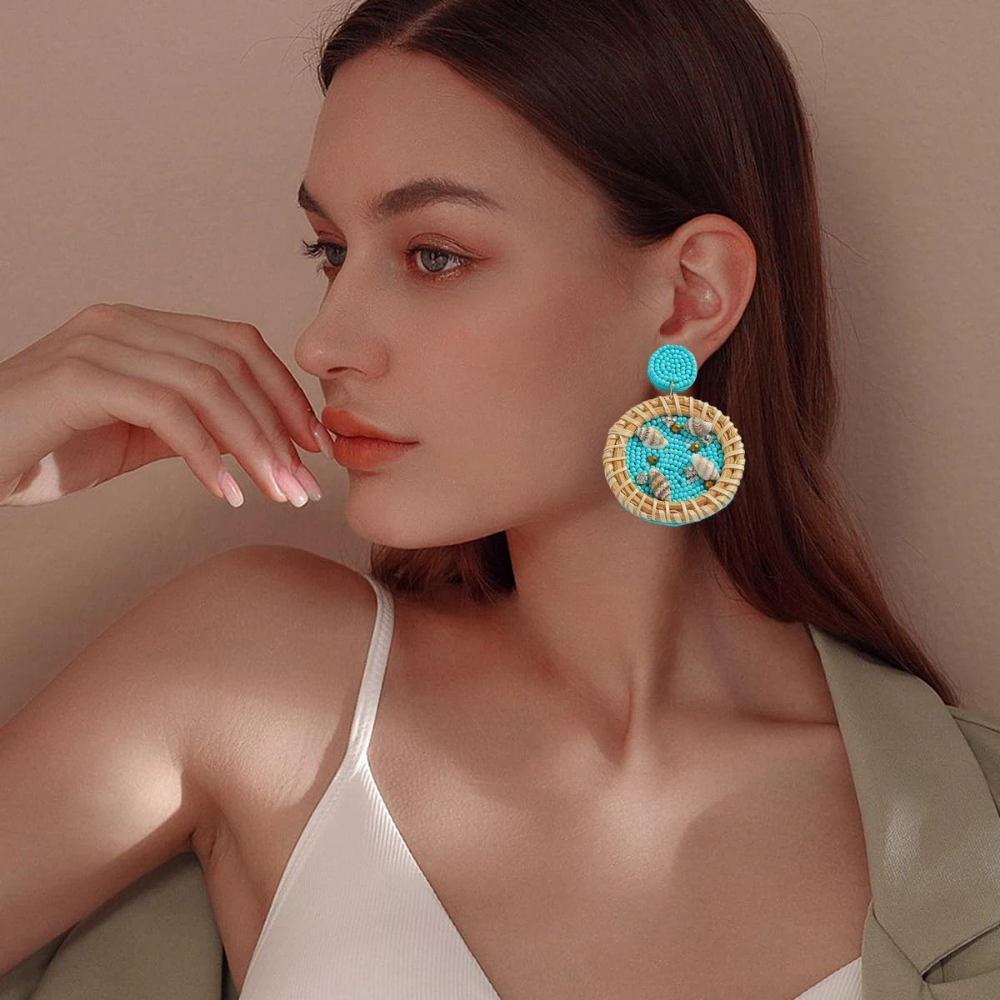 Boucles d'Oreilles Coquillage Perle Osier