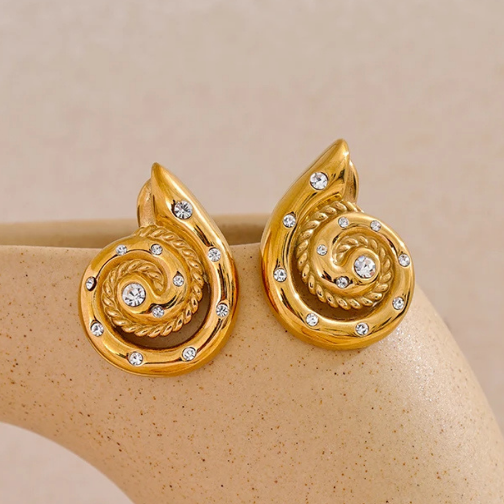 Boucles d'Oreilles Coquillage Spirale or