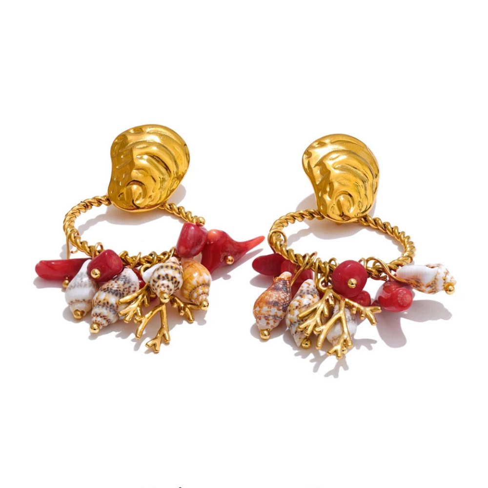 Boucles d'Oreilles Coquillage Corail
