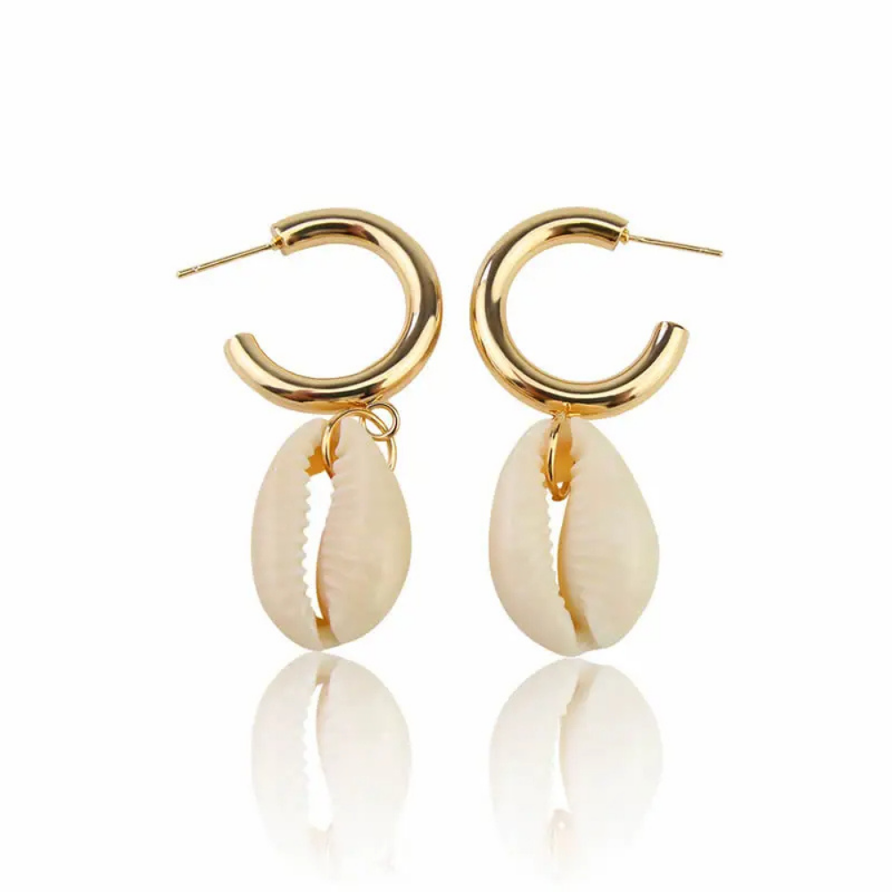 Boucles d'Oreilles Pendentif Coquillage Cauri