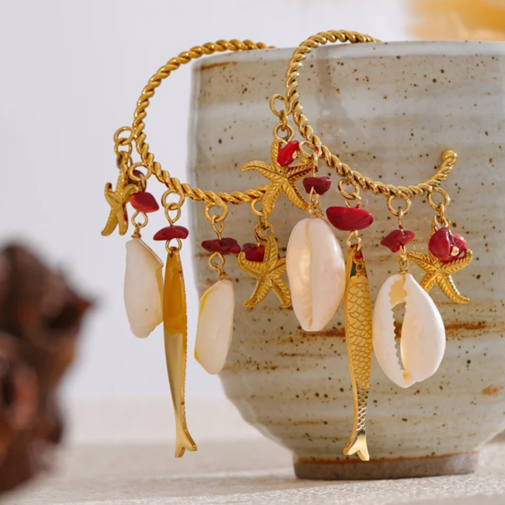Boucles d'Oreilles Coquillage Poisson pas cher