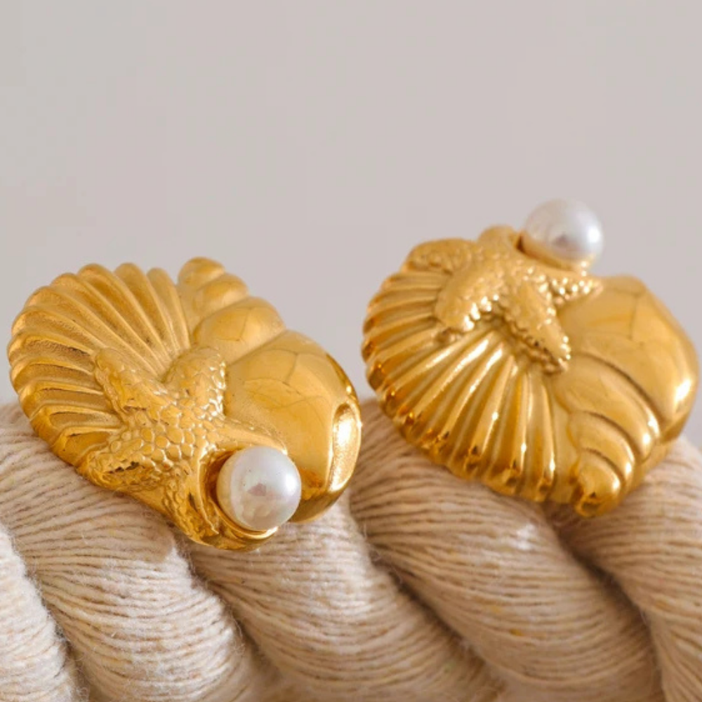 Boucles d'Oreilles Coquillage Fossile pas cher