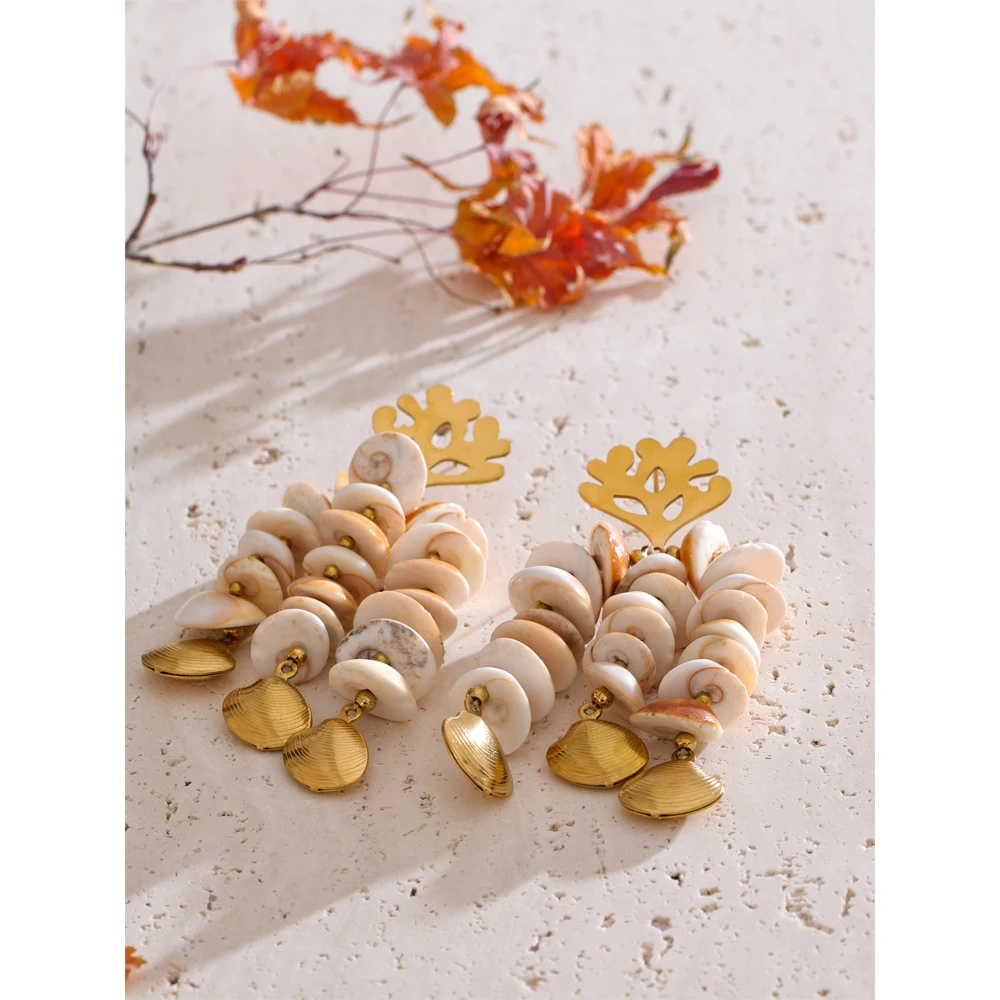 Boucles d'Oreilles Coquillage Longue Pendante pas cher