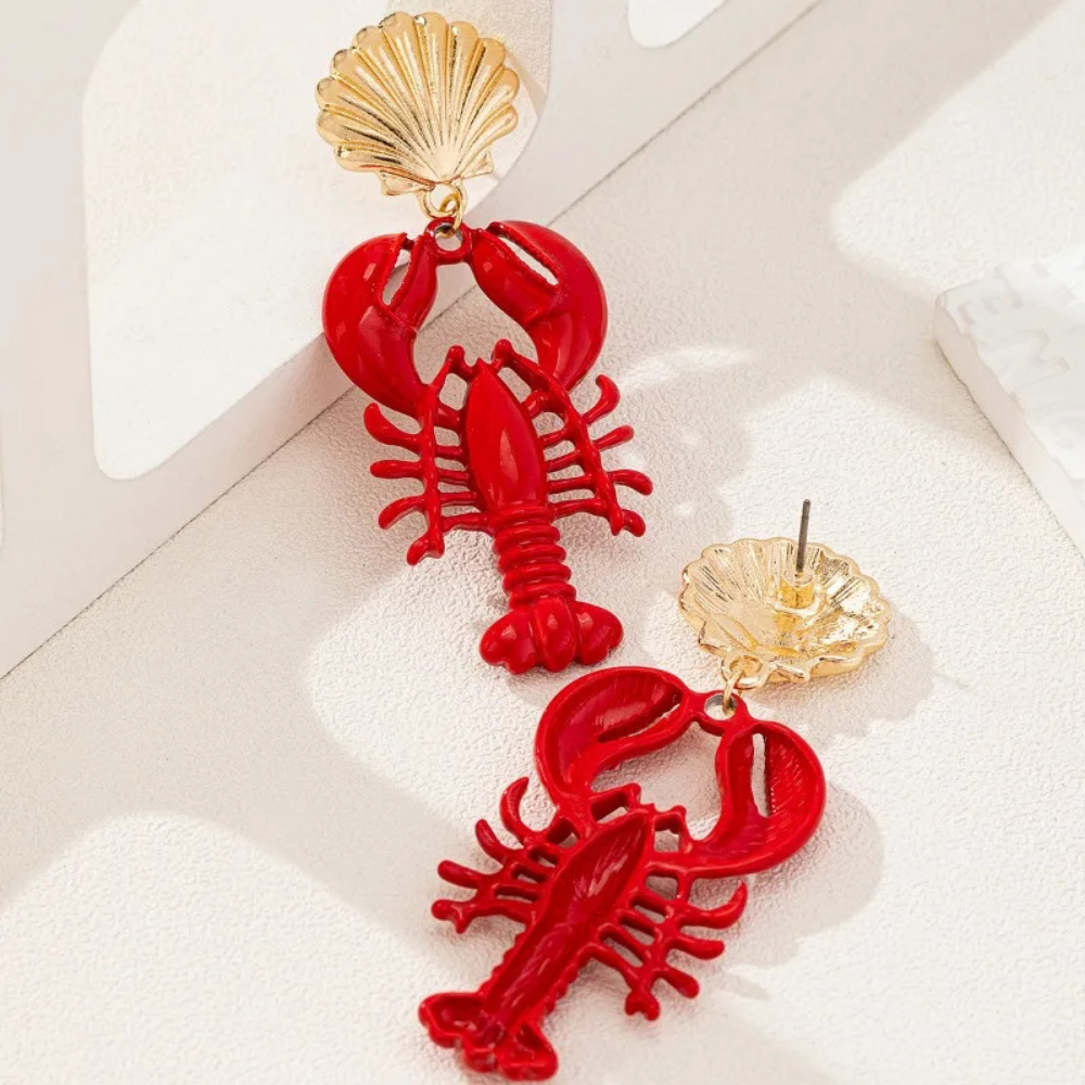 Boucles d'Oreilles Coquillage Homard pas cher