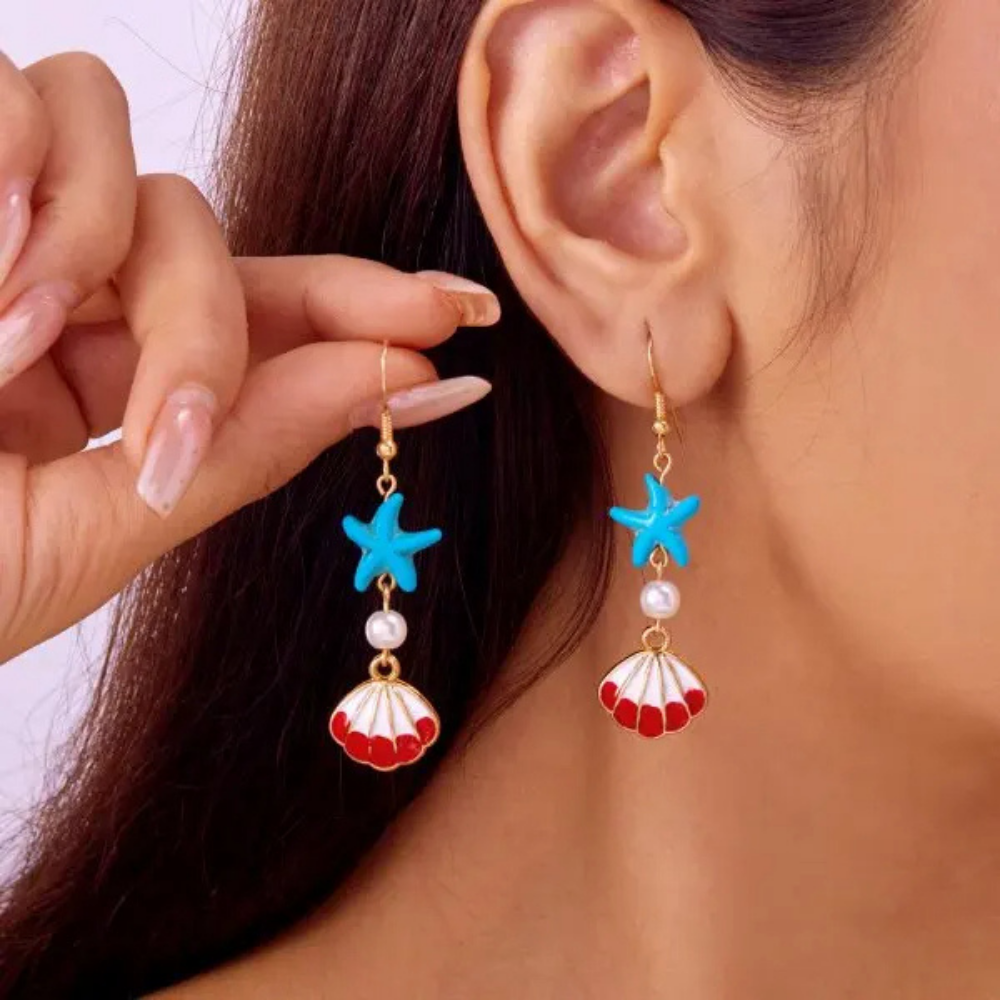 Boucles d'Oreilles Coquillage Étoile de Mer pas cher