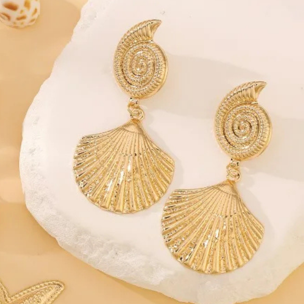 Boucles d'Oreilles Double Coquillage pas cher