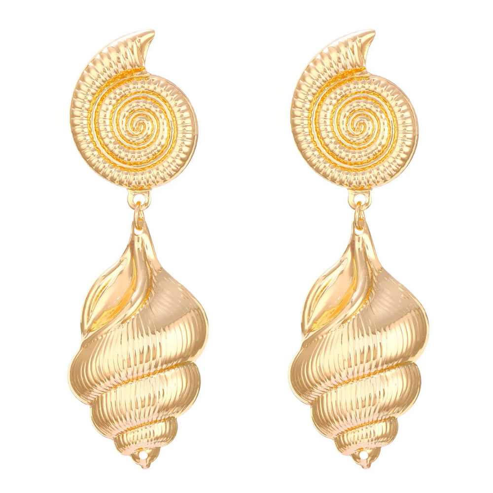 Boucles d'Oreilles Pendante Coquillage Spirale