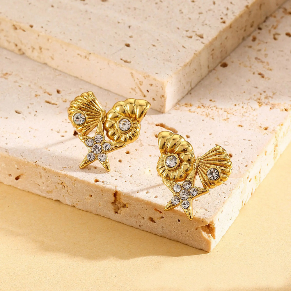 Boucles d'Oreilles Triple Coquillage Design pas cher
