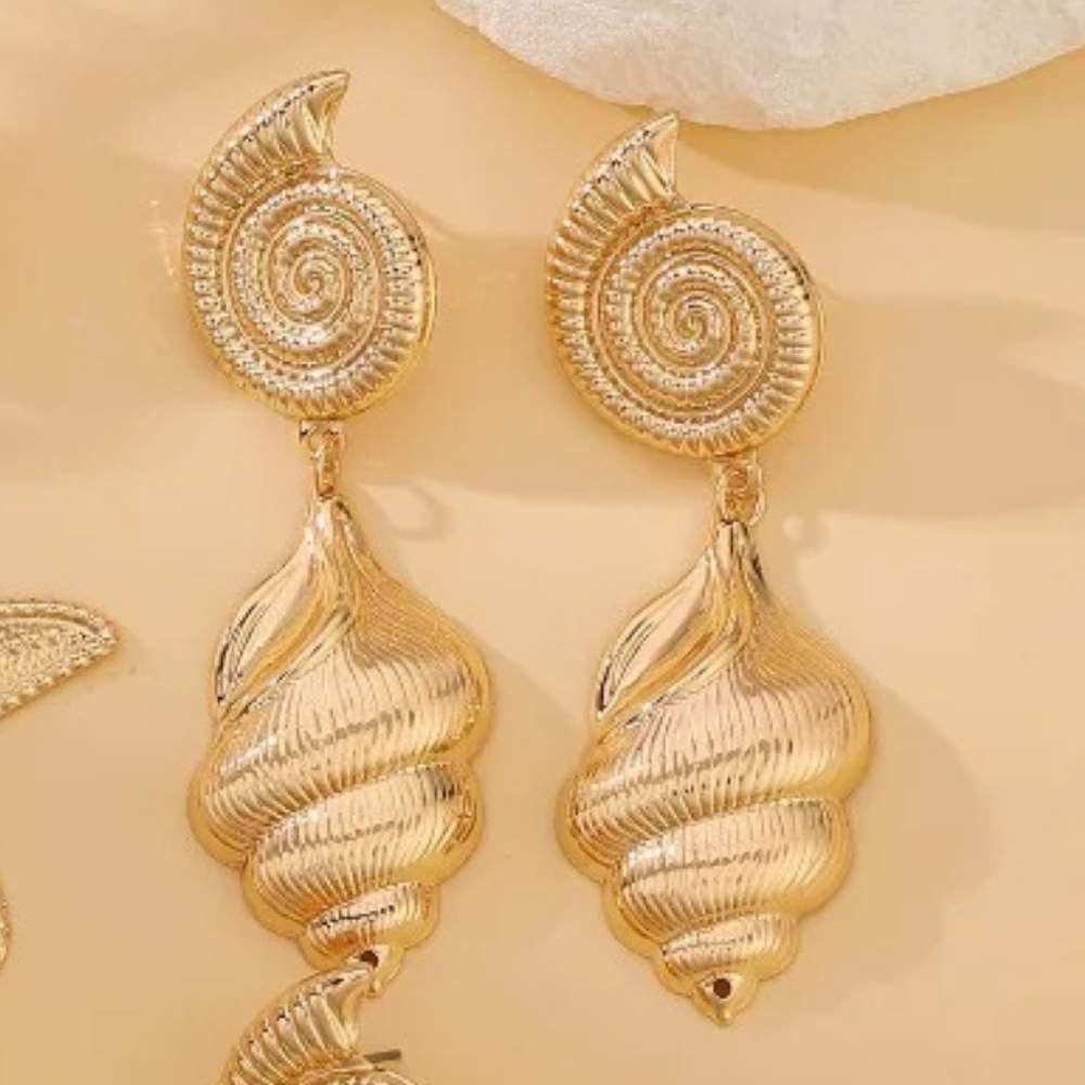 Boucles d'Oreilles Pendante Coquillage Spirale pas cher