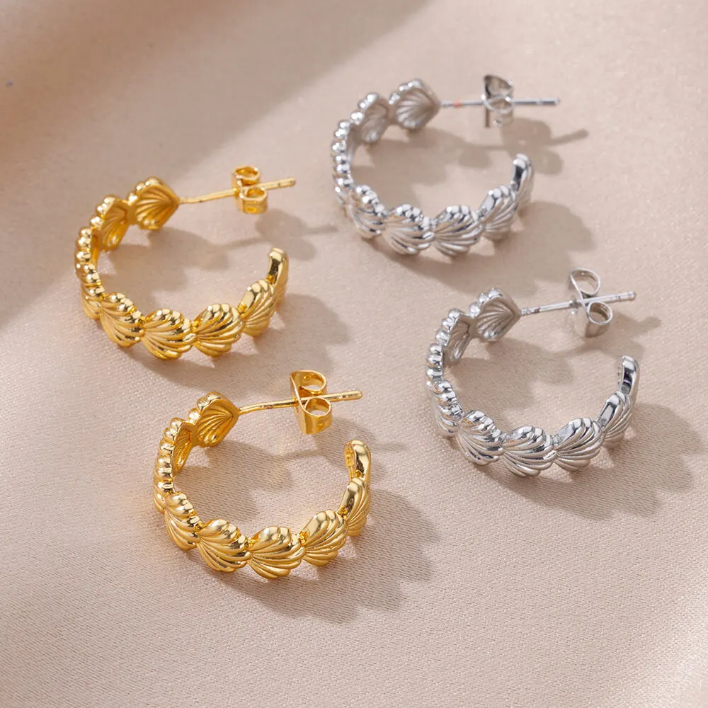 Boucles d'Oreilles Créole Coquillage pas cher