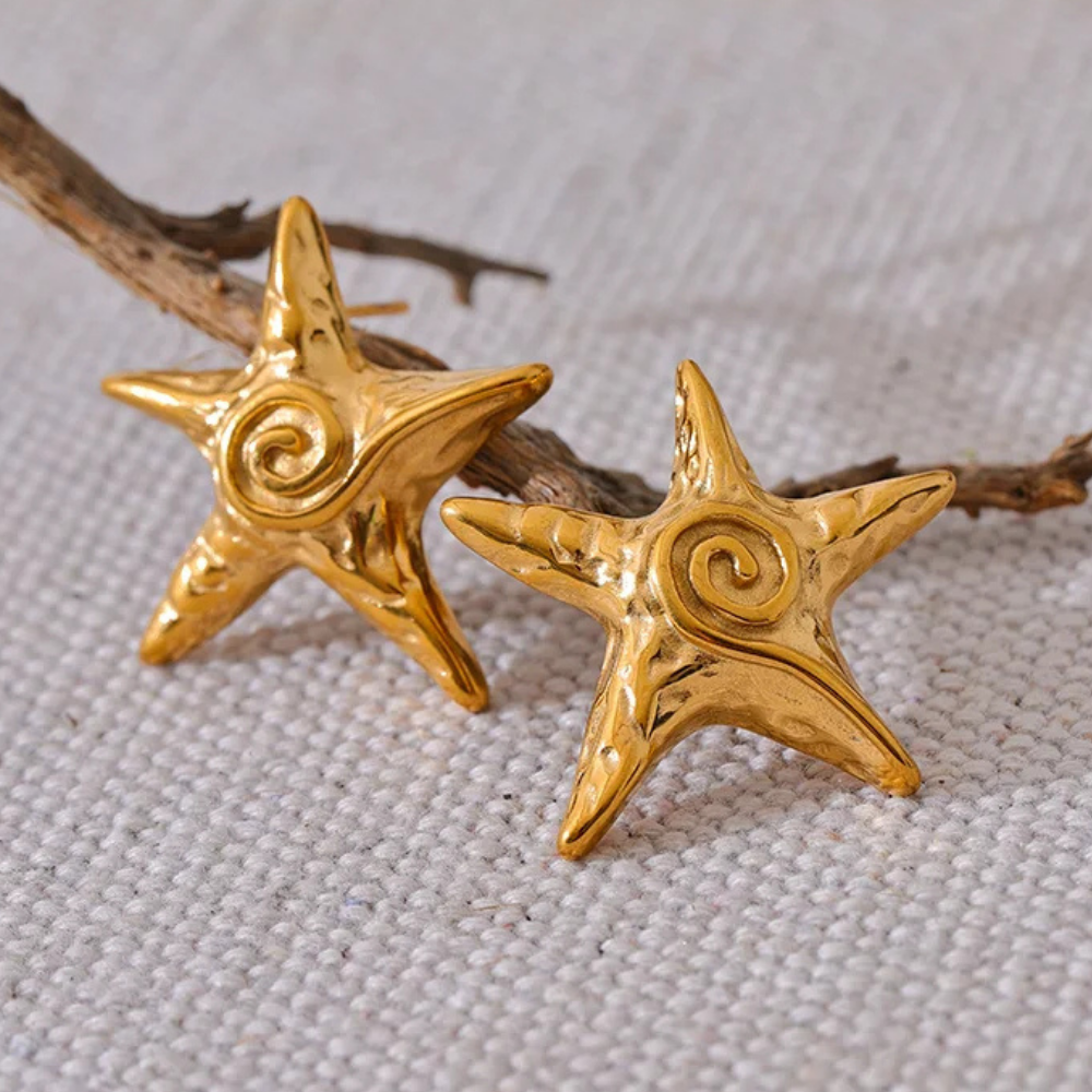 Boucles d'Oreilles Étoile de Mer Spirale pas cher