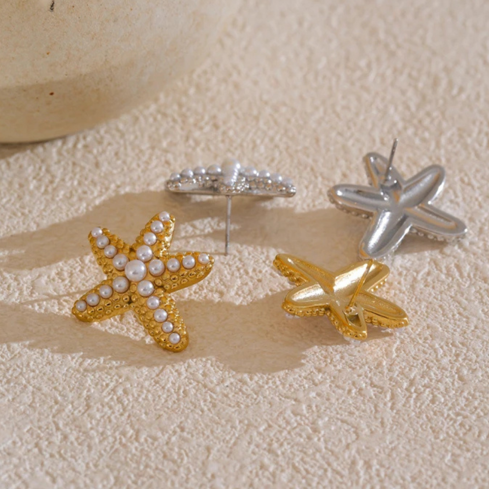 Boucles d'Oreilles Étoile de Mer Perle