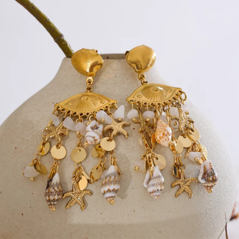 Boucles d'Oreilles Étoile de Mer Coquillage pas cher
