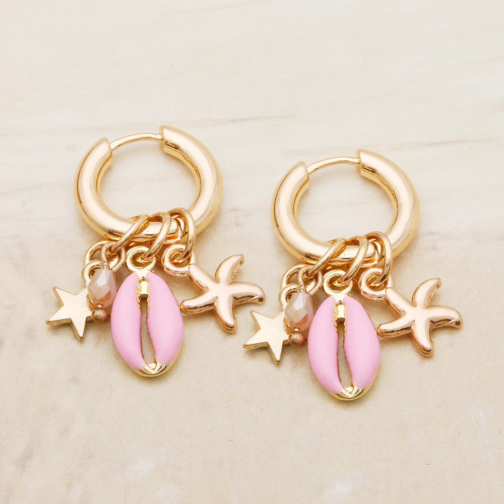 Boucles d'Oreilles Étoile de Mer Bohème pas cher