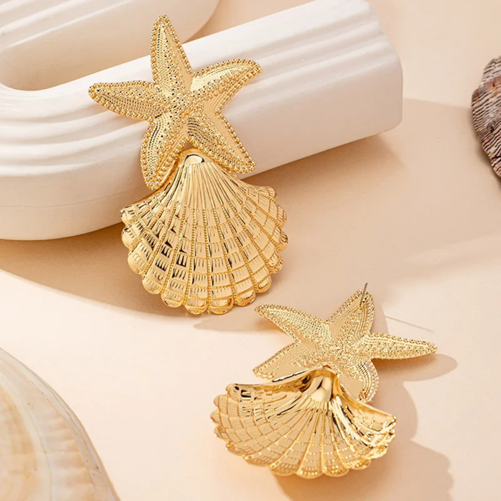 Boucles d'Oreilles Grosse Étoile de Mer pas cher