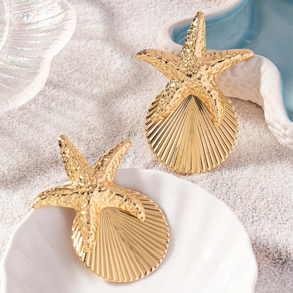 Boucles d'Oreilles Étoile de Mer Design pas cher