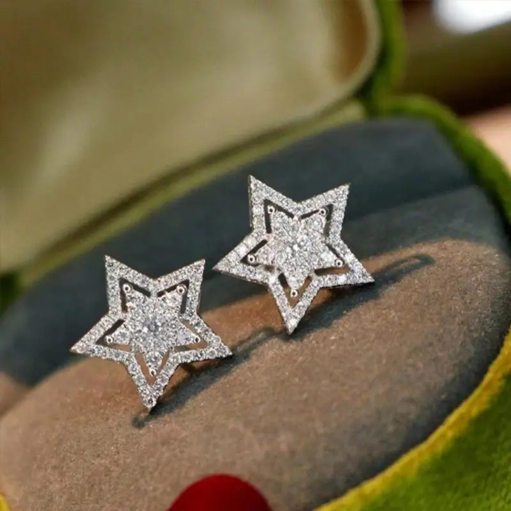 Puces d'Oreilles Étoile Strass pas cher