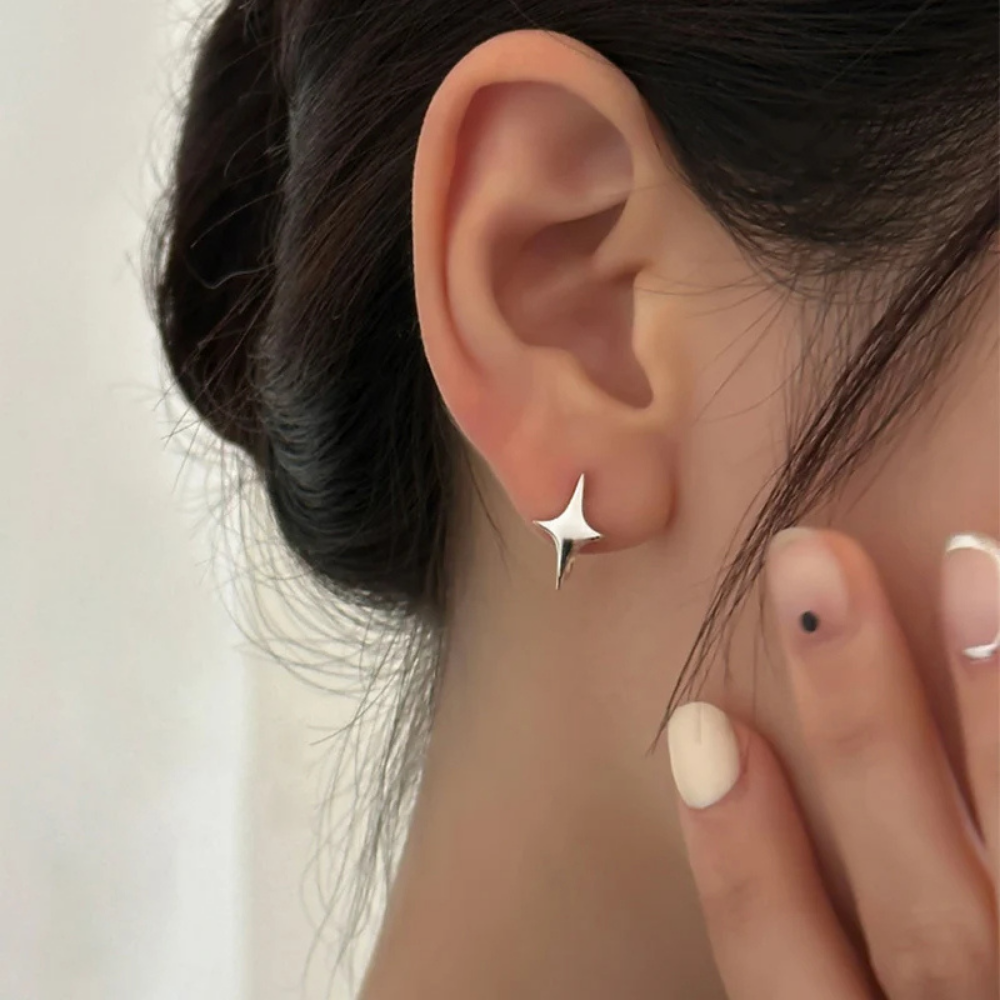 Boucles d'Oreilles Mini Créole Étoile Argent pas cher