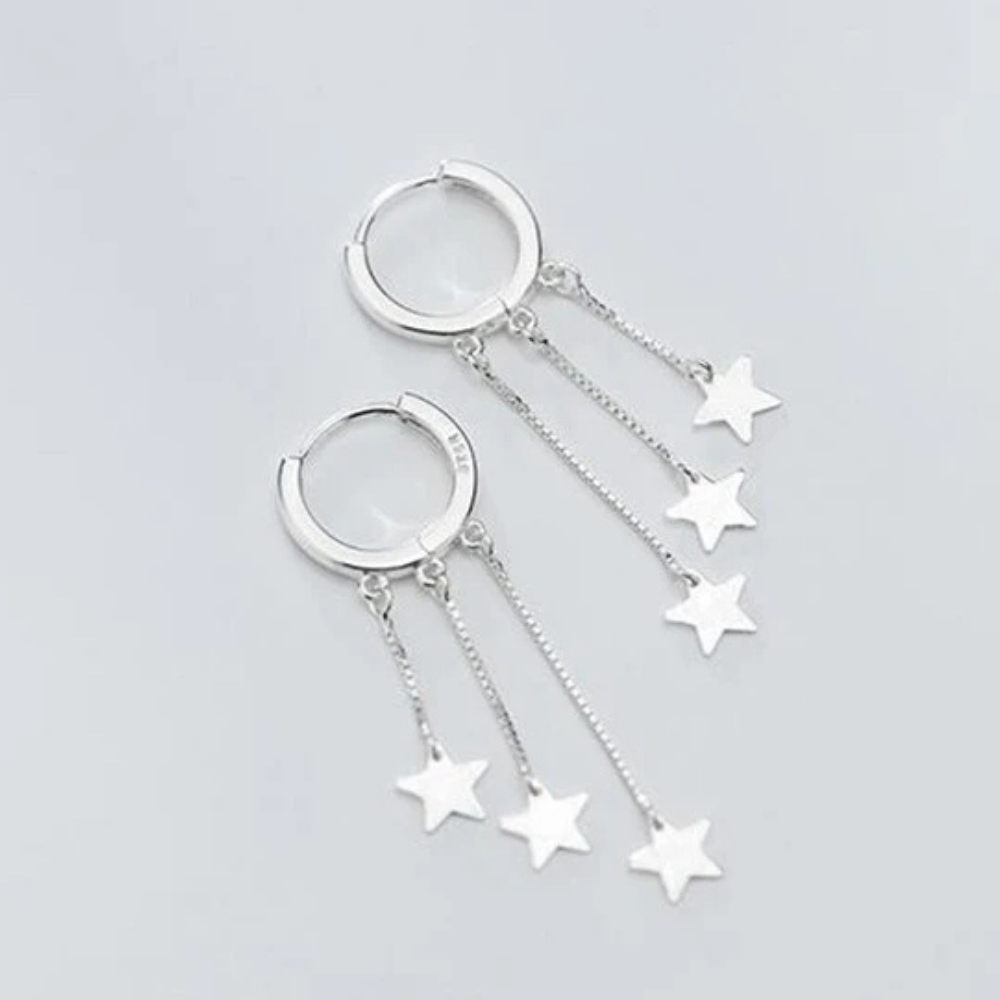 Boucles d'Oreilles Créoles Triple Étoile pas cher
