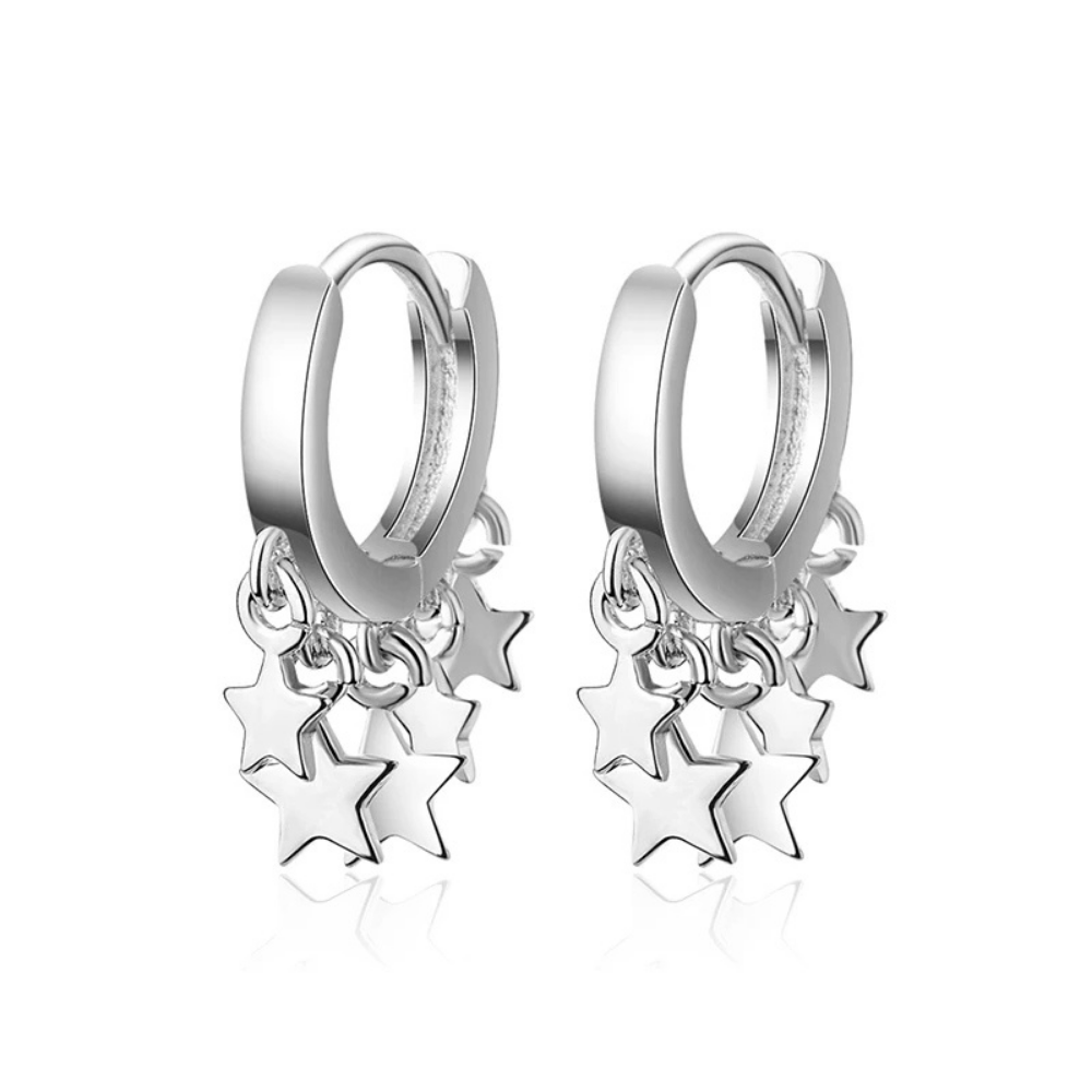 Boucles d'Oreilles Créoles Multiple Étoile pas cher
