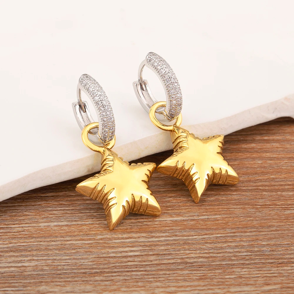Boucles d'Oreilles Étoile Bicolore pas cher