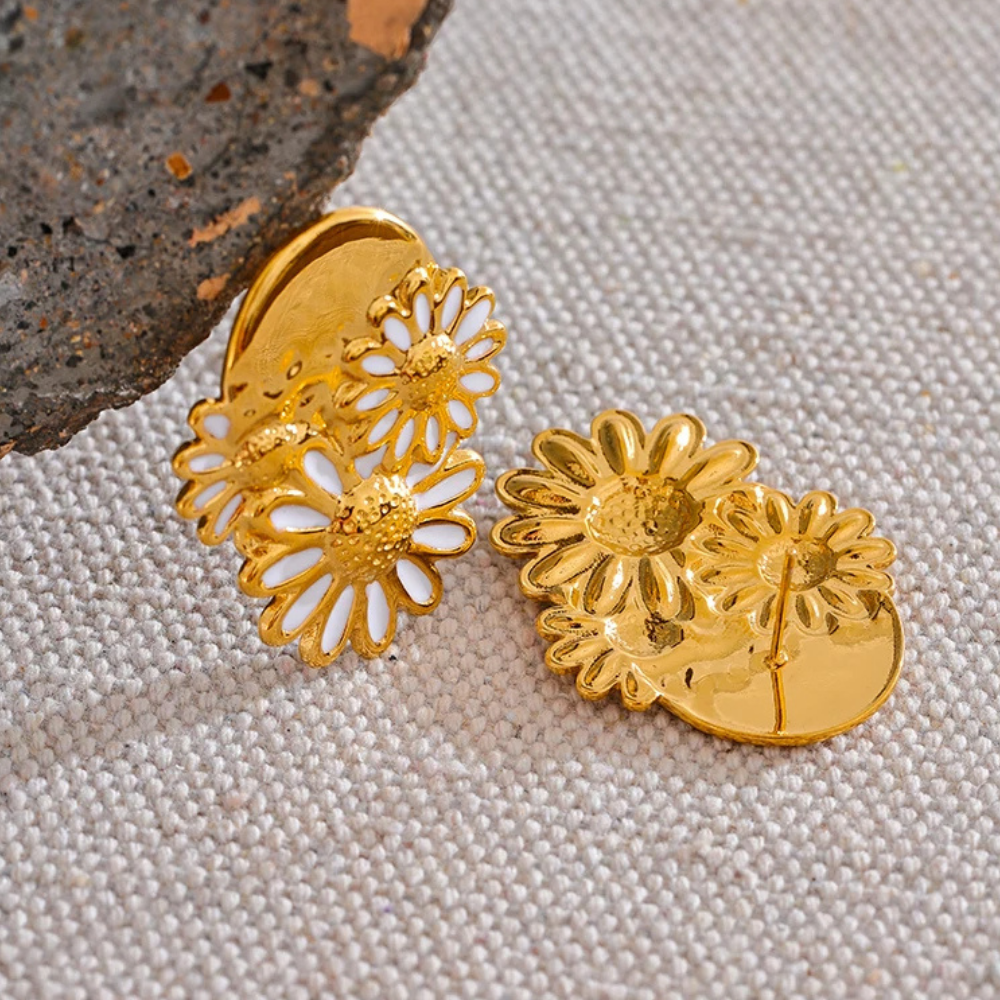 Boucles d'Oreilles Triple Fleur pas cher