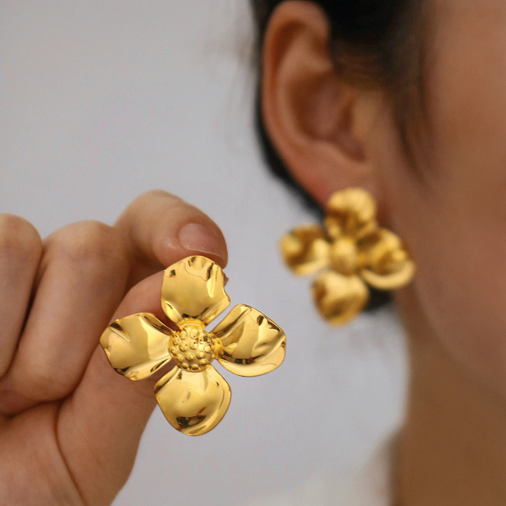 Boucles d'Oreilles Fleur Or