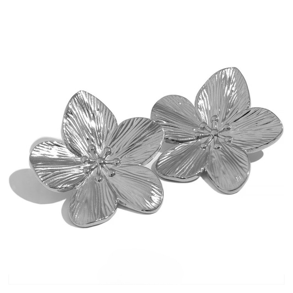 Boucles d'Oreilles Fleur Acier Inoxydable