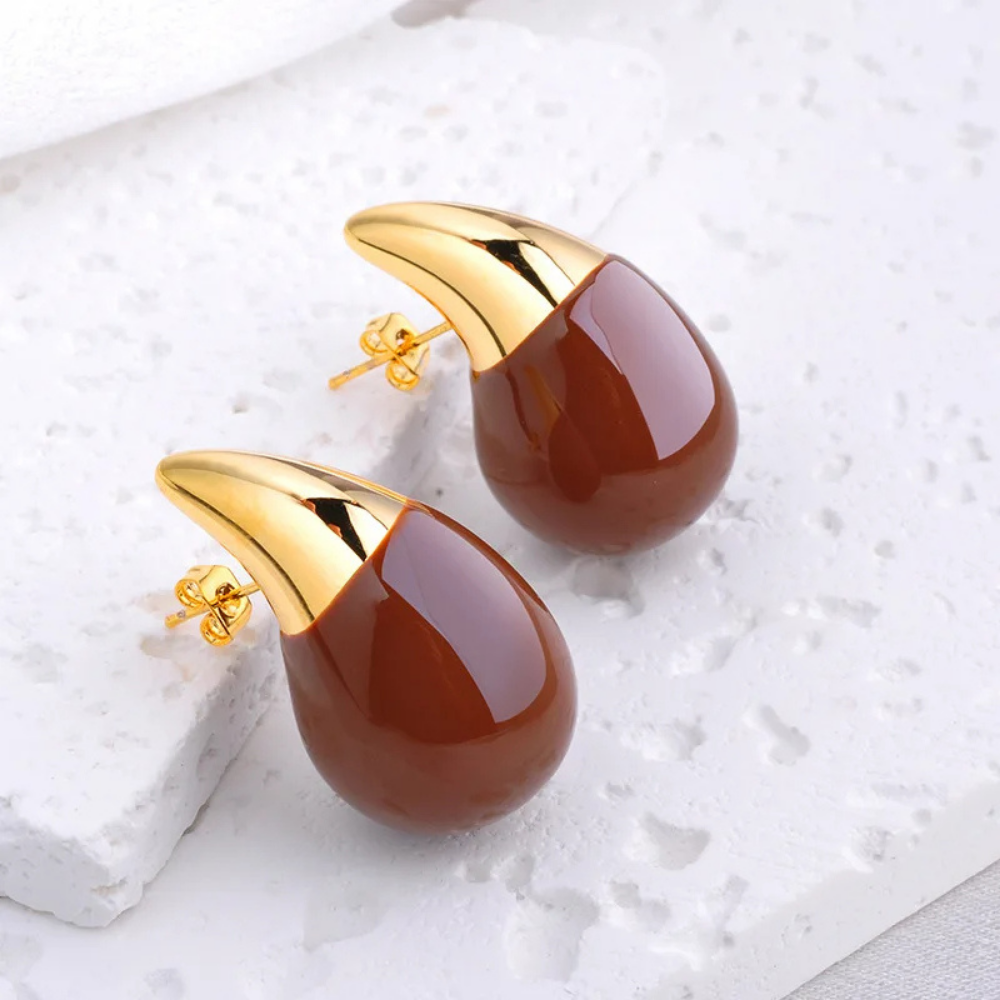 Boucles d'Oreilles Goutte Bicolore pas cher