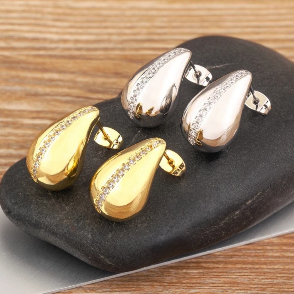 Boucles d'Oreilles Goutte Ligne Strass pas cher
