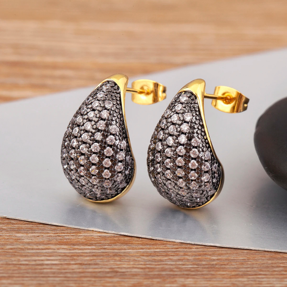Boucles d'Oreilles Goutte Zircon couleur