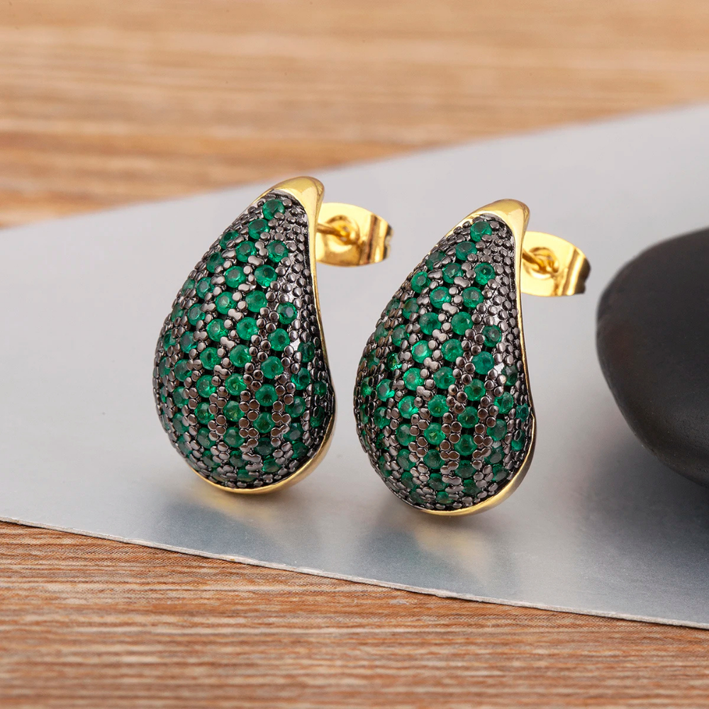 Boucles d'Oreilles Goutte Zircon couleur