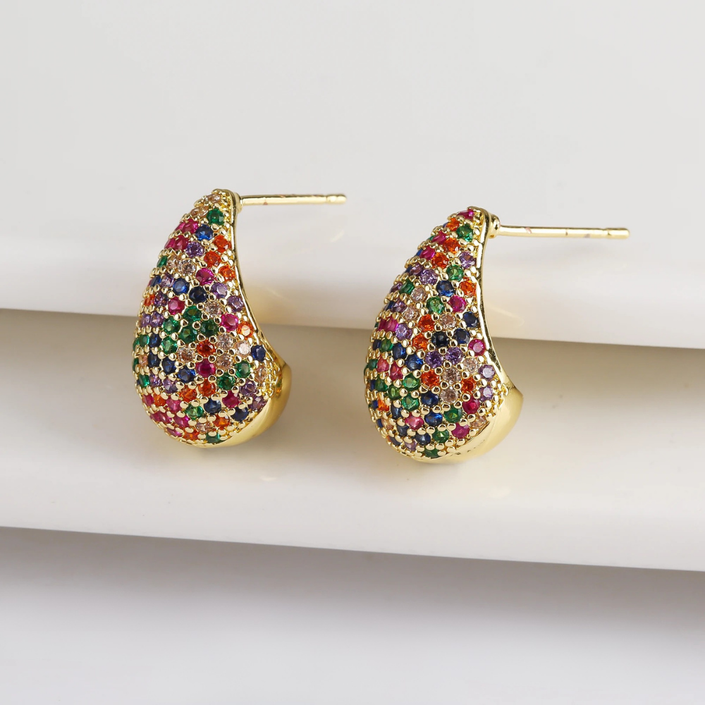 Boucles d'Oreilles Goutte Strass couleur