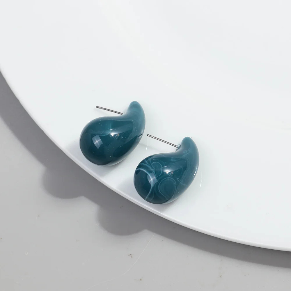 Boucles d'Oreilles Goutte Résine marbré