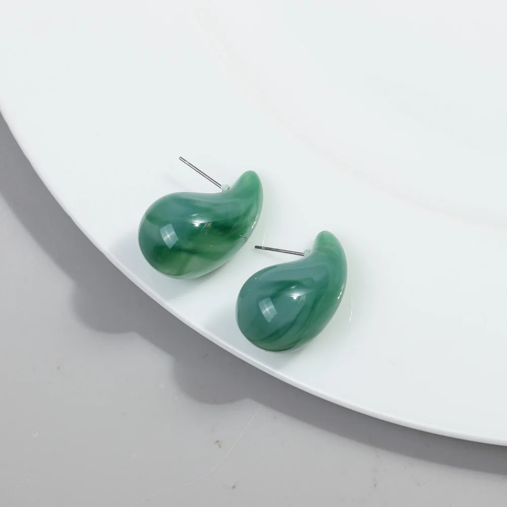 Boucles d'Oreilles Goutte Résine vert