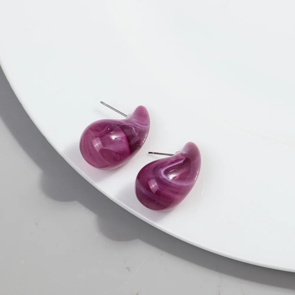 Boucles d'Oreilles Goutte Résine violet