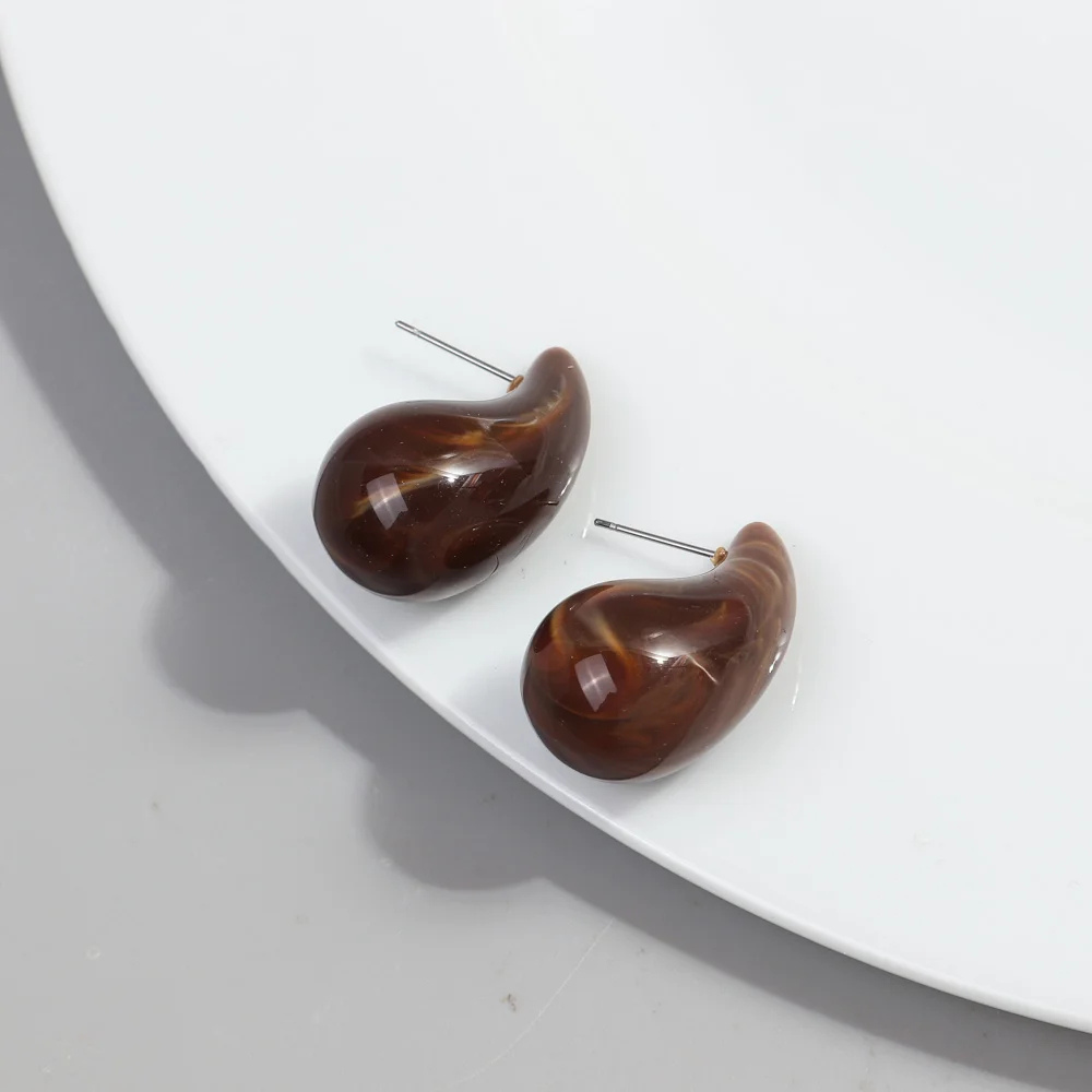 Boucles d'Oreilles Goutte Résine marron