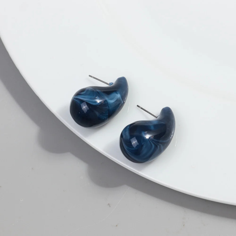 Boucles d'Oreilles Goutte Résine bleu nuit