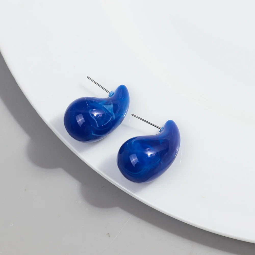 Boucles d'Oreilles Goutte Résine bleu