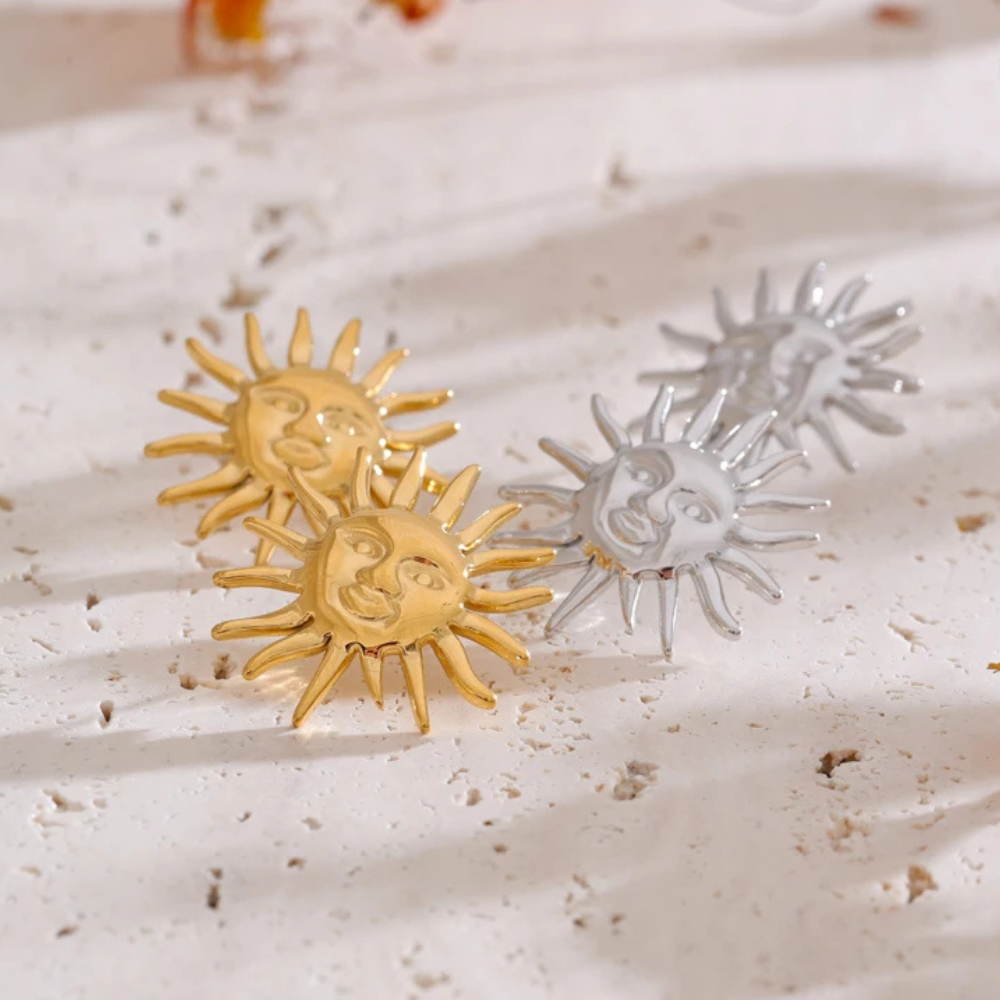 Boucles d'Oreilles Soleil Visage pas cher