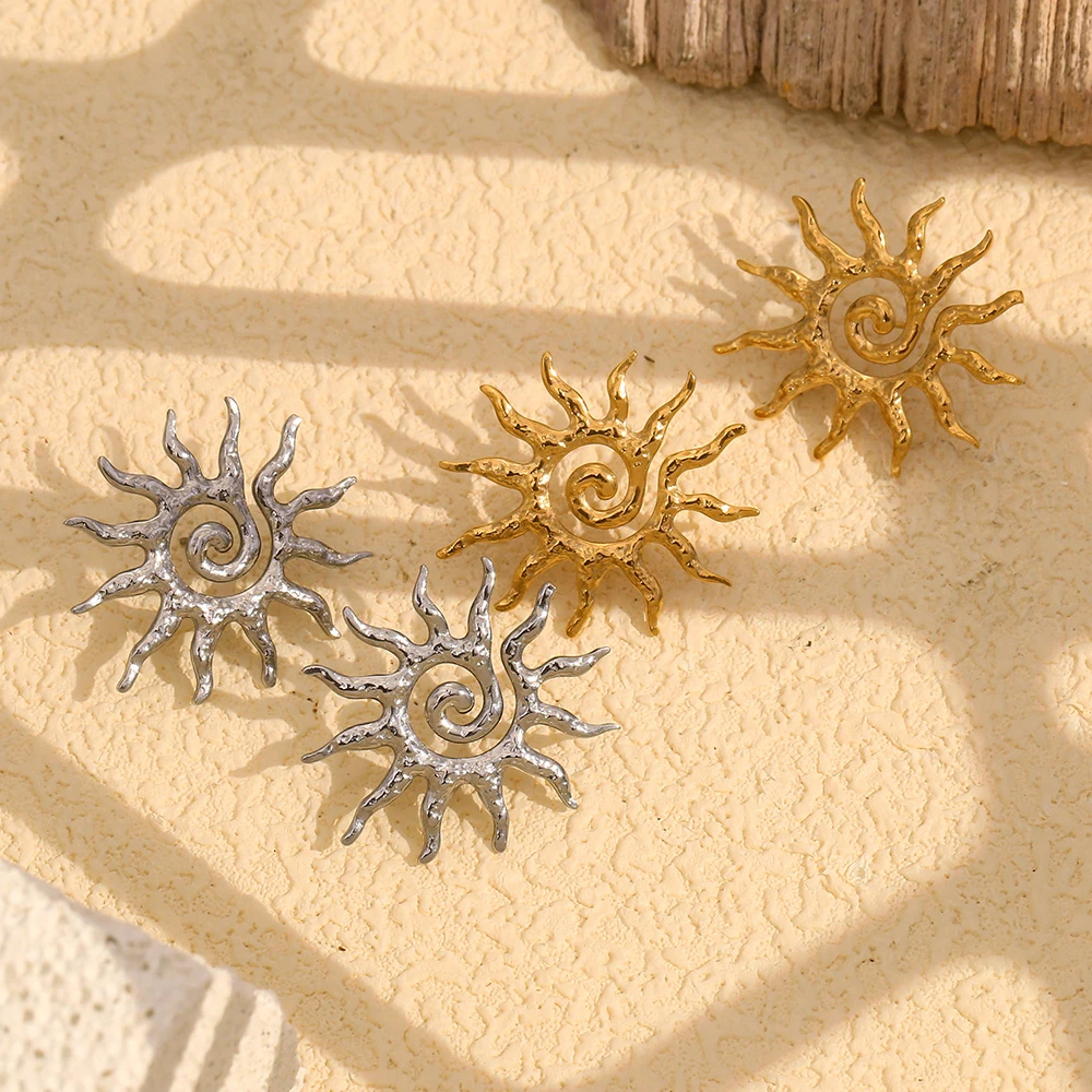 Boucles d'Oreilles Soleil Martelé pas cher