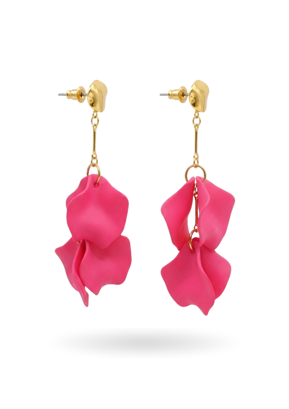 Boucles d'Oreilles Pendantes Pétales de Fleurs rose